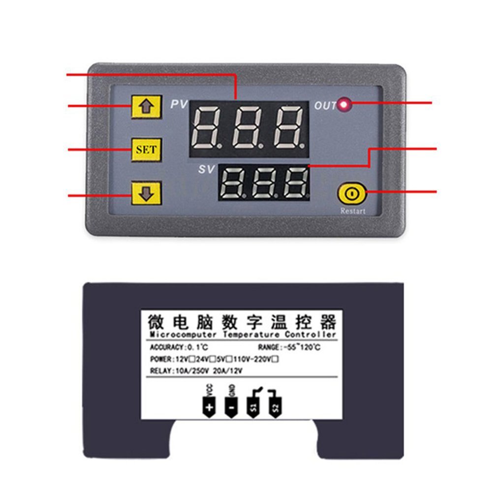 W3230 controlador de temperatura termostato dupla led digital regulador de temperatura detector medidor temp refrigerador calor