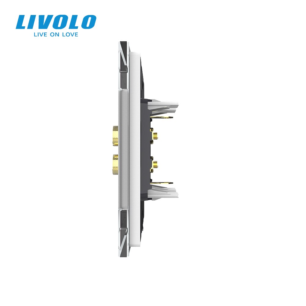 Livolo-enchufe de pared con Panel de cristal, enchufe de sonido estándar europeo