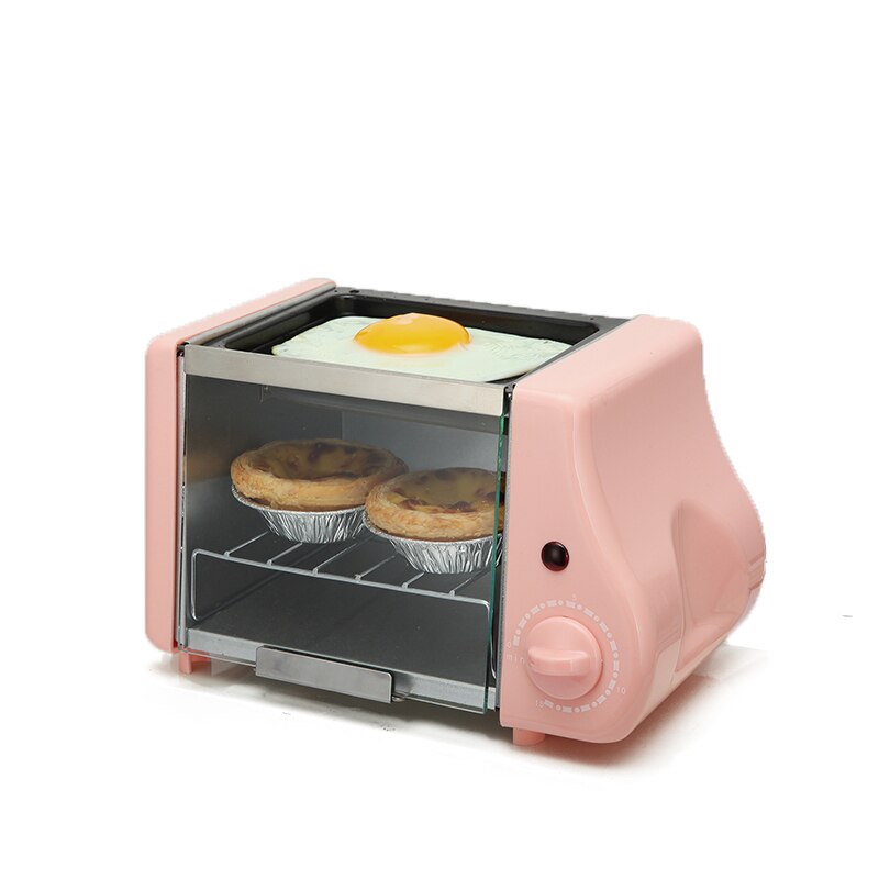 Mini horno eléctrico multifunción para hornear, horno asado, parrilla, huevos fritos, sartén, máquina de desayuno, tostadora