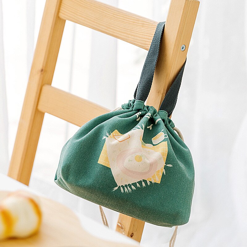 Japanse Lunch Tas Handig Draagbare Canvas Tas Grote Capaciteit Verdikte Thermische Isolatie Lunchbox Tas