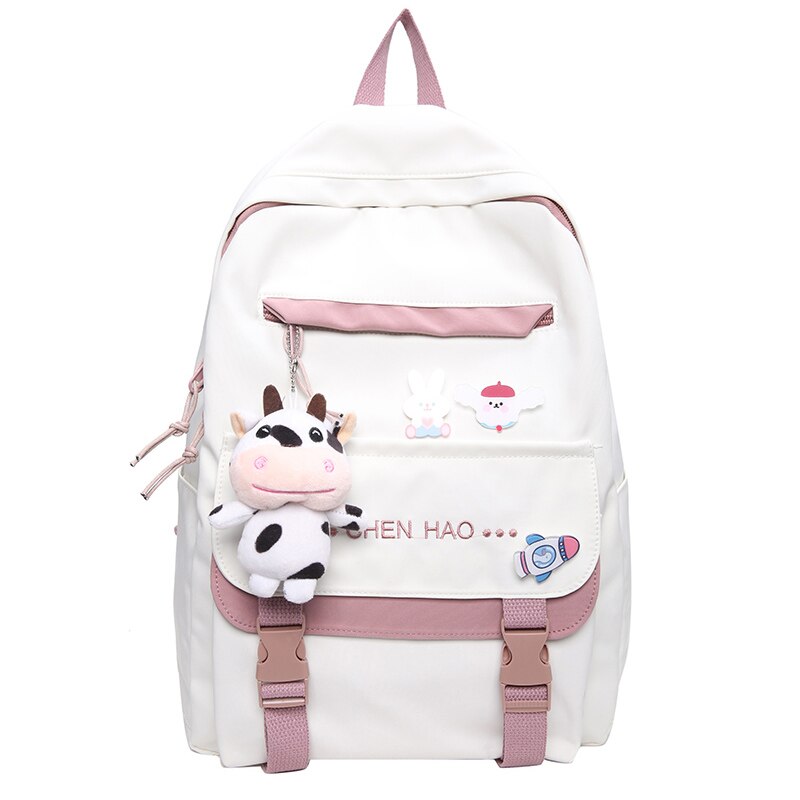 Kawaii Nylon Vrouwen Rugzak Mode Waterdichte Rugzak Voor Tienermeisjes Schooltas Leuke Student Boekentas Reizen Mochila: Red