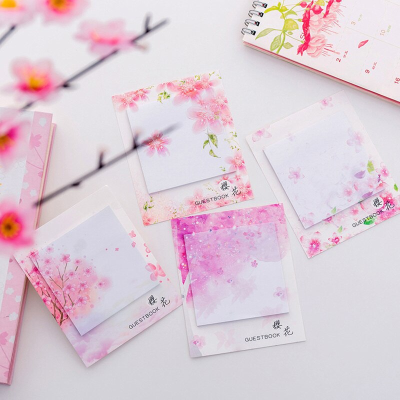 8 Pcs Sakura Sticky Note Kersenbloesem Bloem Memo Pad Post Dagboek Planner Marker Het Gastenboek Kantoor Schoolbenodigdheden F024