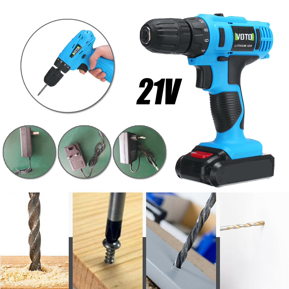 21V Electric Screwdriver Cordless Drill Driver Repair Tool Rechargeable W/ Battery & Charger