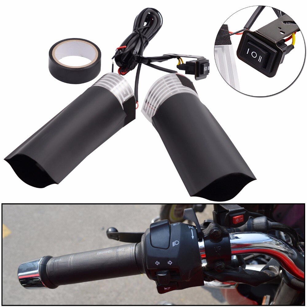 WUPP 1 Paar Motorfiets Stuur Elektrische Motorbike Verwarming Handvat Verwarmde Grips Handvat met Verstelbare Schakelaar Temperatuur