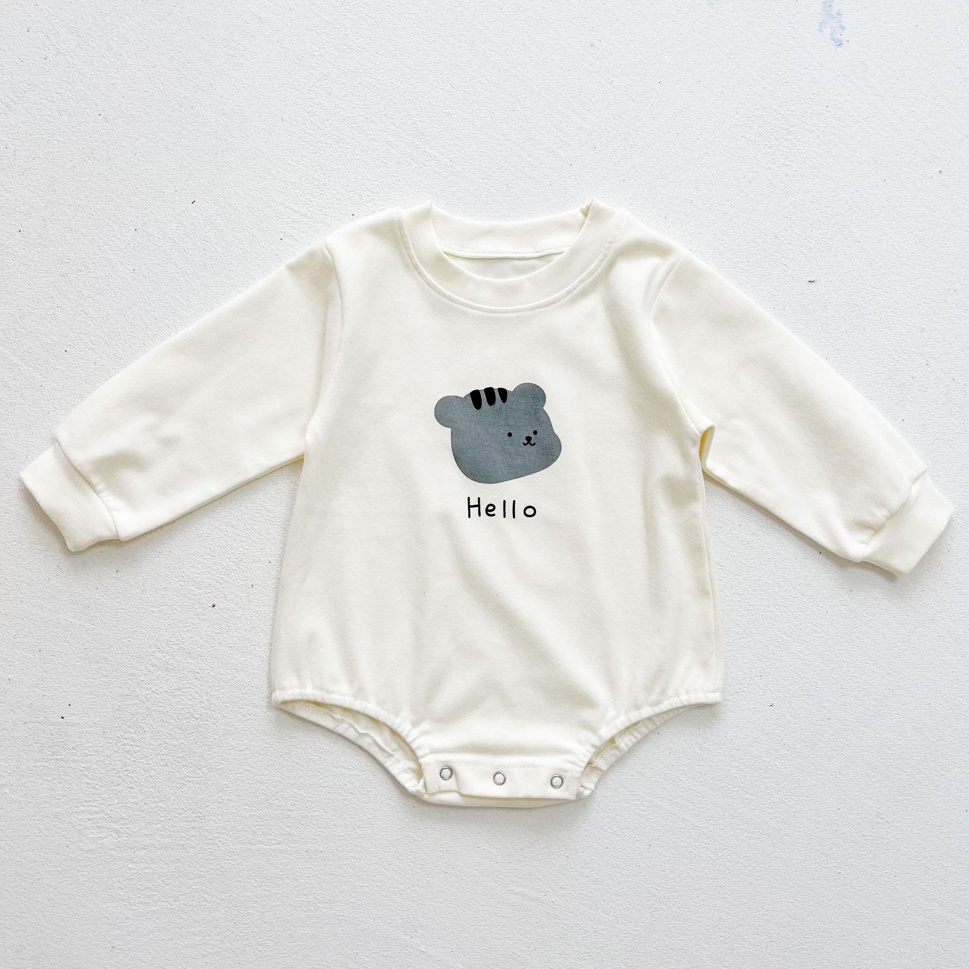 2022 herbst-babybodys für mädchen mit niedlichem bärenmuster, langarm-jumpsuits für jungen, baumwollkleidung für kleinkinder und freundlicher: Weißer Karosserie / 6m