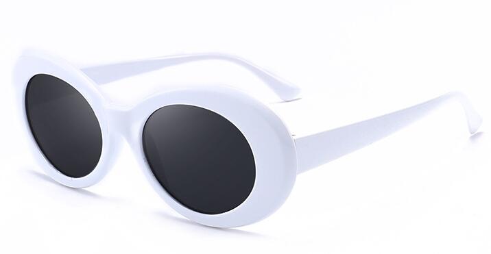 Classic clout goggle kurt cobain briller ovale damer solbriller vintage retro solbriller til kvinder  uv400 gafas de sol 9750: Hvid