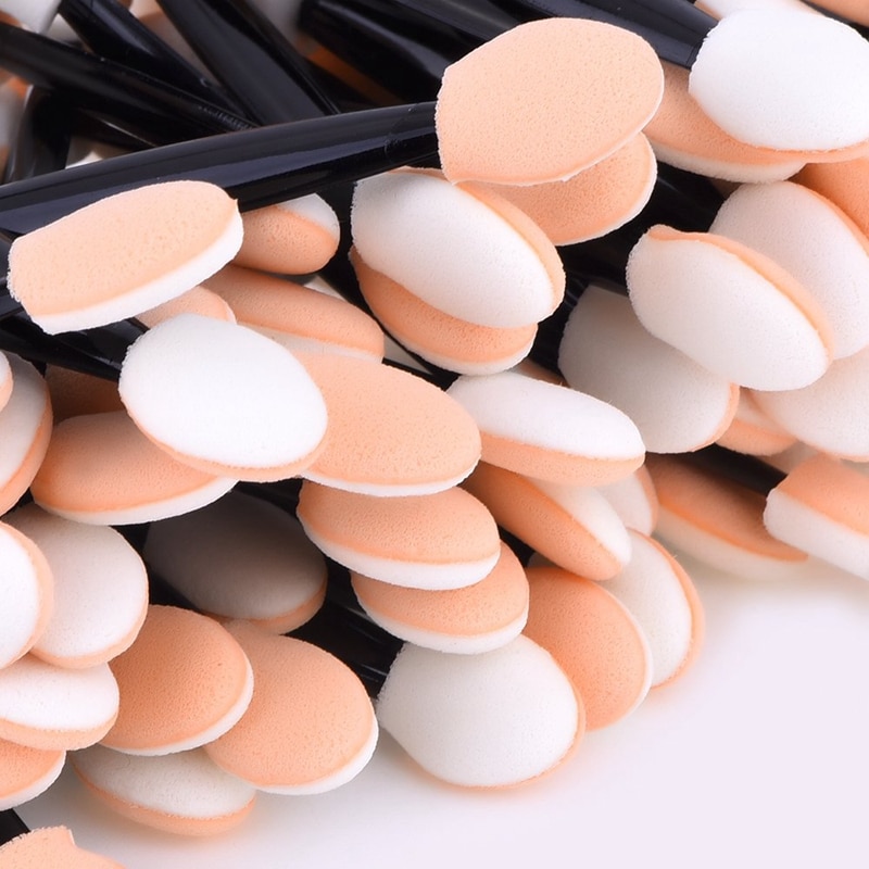 100 st/förpackning engångsögonskuggsborste dubbelsidig nylonsvamp set & kit ögonskuggsborstar makeup kosmetika applikator