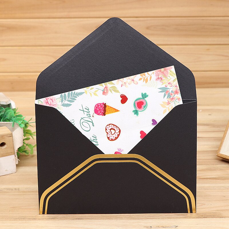 10 pcs/lot Vintage Gold Blank Kraft Paper Envelopes Wedding Party Invitation Envelope Greeting Cards Envelope 17.5*12.5cm