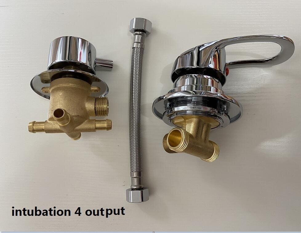 MTTUZK badrandcombinaties 2/3/4/5 Manieren water outlet messing douche tap schroef of intubatie split douchecabine douche mengkranen: set F 4 output