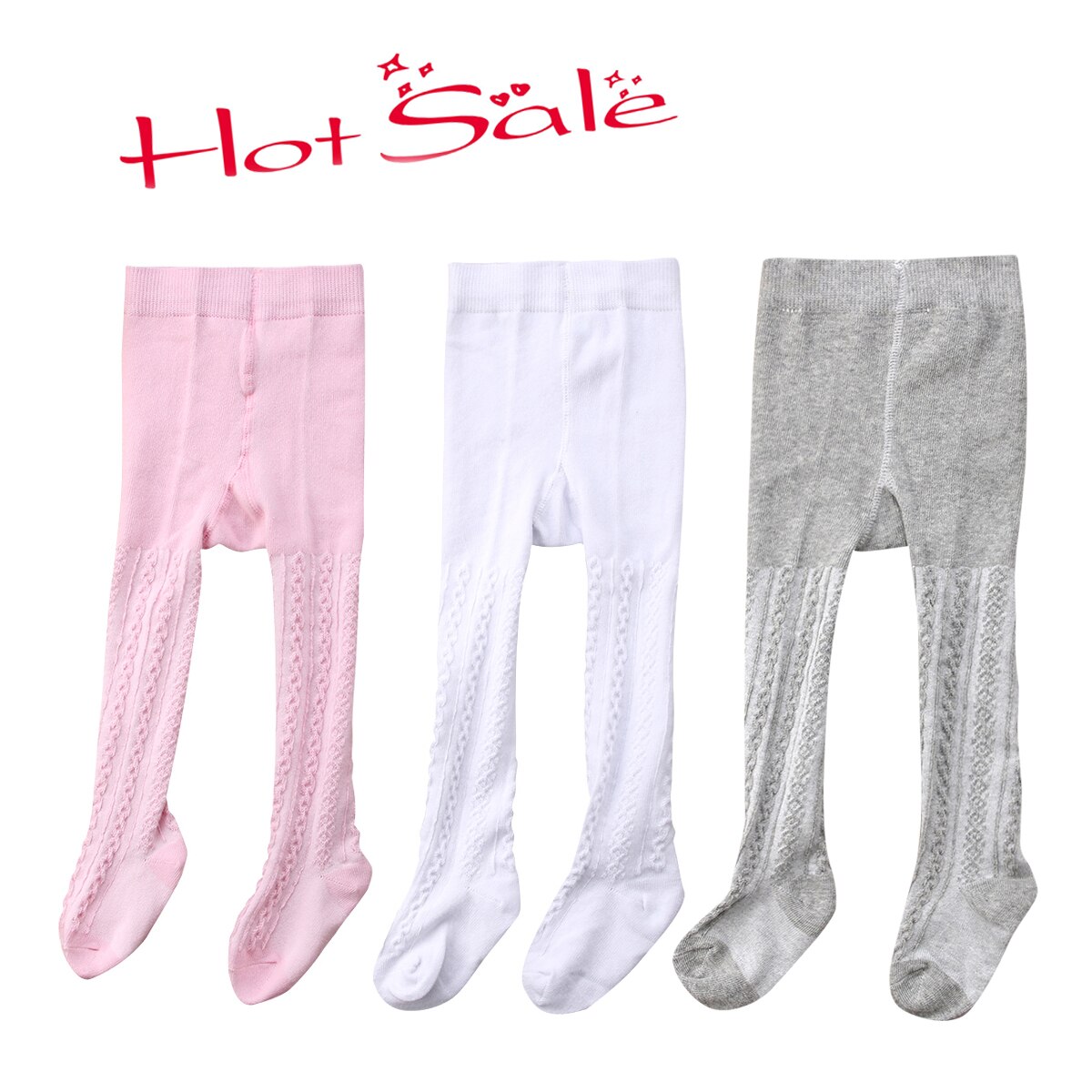 3 Paar Leuke Baby Panty Soft Infant Kids Meisjes Panty Katoen Effen Stretch Warme Panty Kousen Lente Herfst 0- 24M: 0-6M