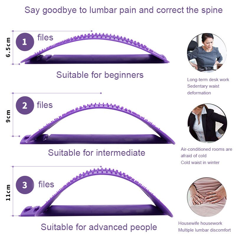 Back Stretch Equipment Massager Stretcher Fitness Lumbar Support Relaxation Spine Pain Relief X85