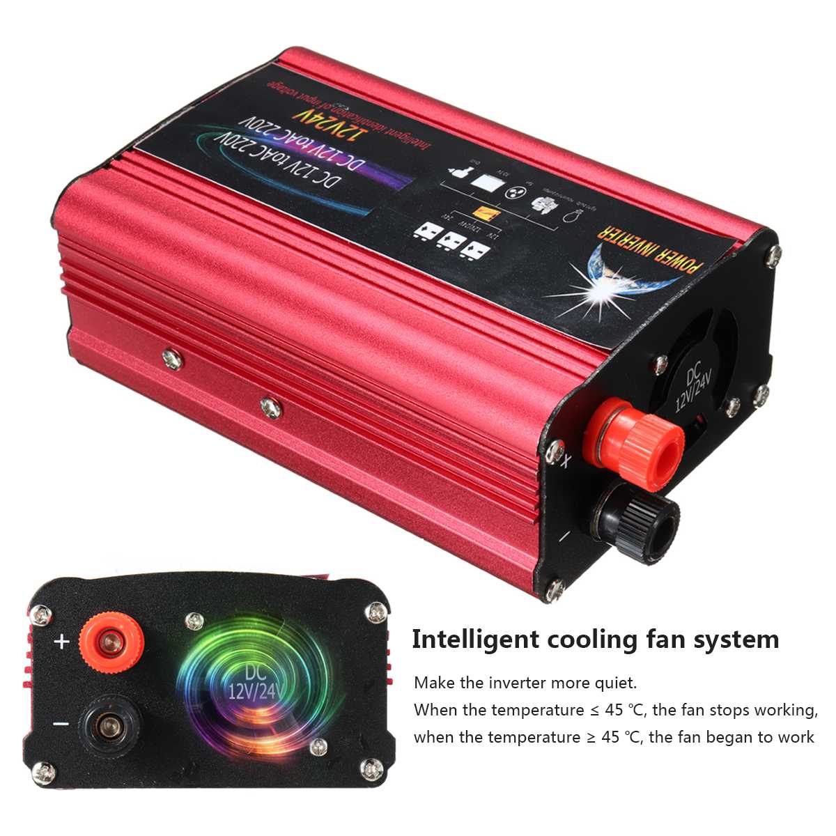 inverter 12v 220v 2000w/3000w dc 24v til  ac 220v bilstrøm solinverter modifisert sinusbølgelader usb-omformeradapter