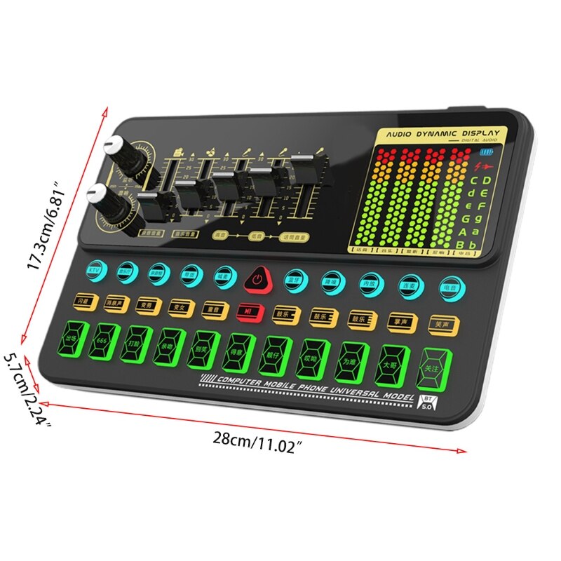 Mini Sound Mixer Board Voice Changer Sound Card with Sound Effects for Phones