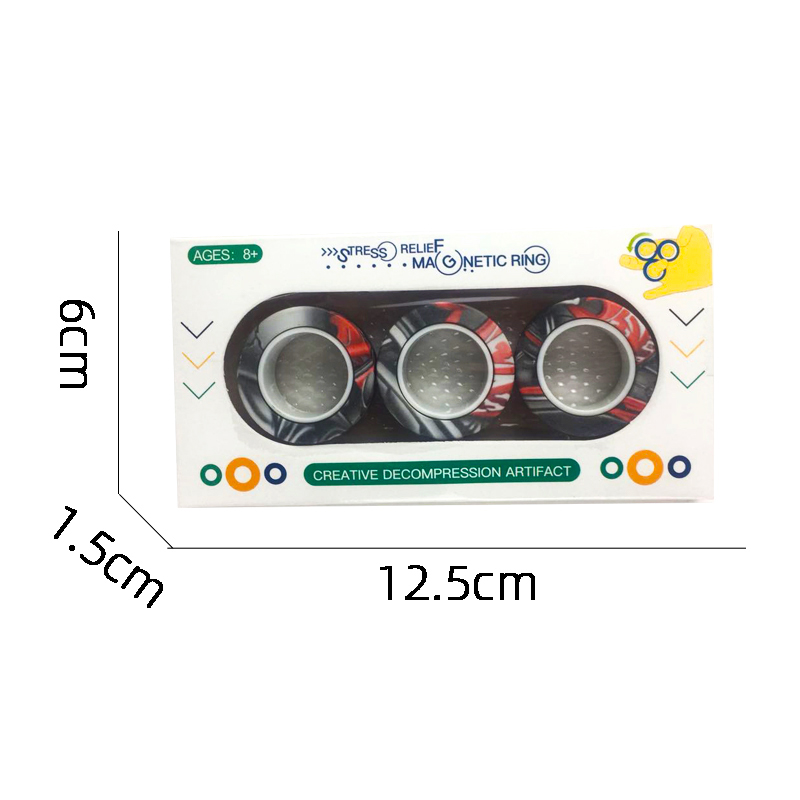 3Pcs Anti-stress Magnetic Rings Magnetic Bracelet Ring Unzip Toy Magic Ring Props Tools Decompression Toys Finger Rings Toy: Silver