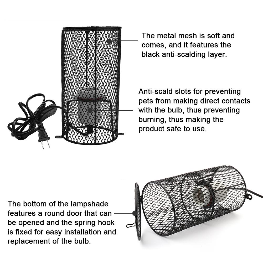 Reptile Anti Scald Lampshade Ceramic Heating Bulb Lamp Holder Protector Cage For Pet Snake Lizard Turtle