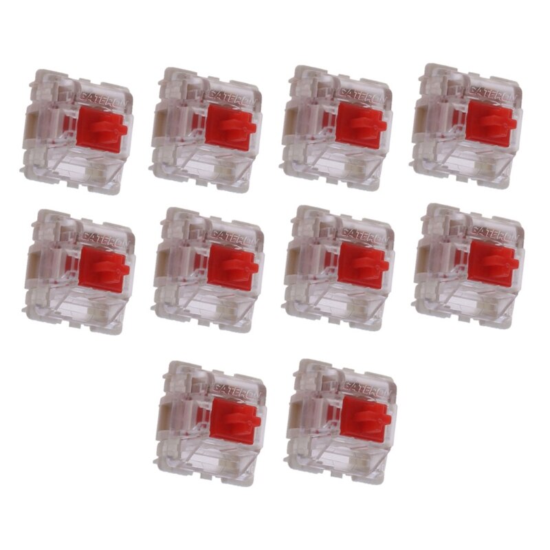 10Pcs/pack Gateron SMD Blue Switches Mechanical Keyboard 3pins Gateron MX Switches Transparent Case fit GK61 GK64 GH60: Red