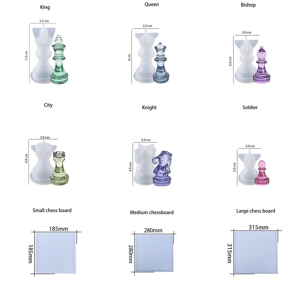 1PC International Chess Silicone Molds Crystal UV Epoxy Resin Checkerboard Mould for DIY Crafts Making Tools