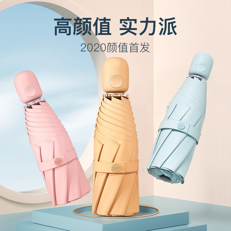 ZUODU Automatic Mini Pocket Umbrella Women Sun Protection Small Portable Ladies Parasol Pink Women Rain Five Folding Umbrella