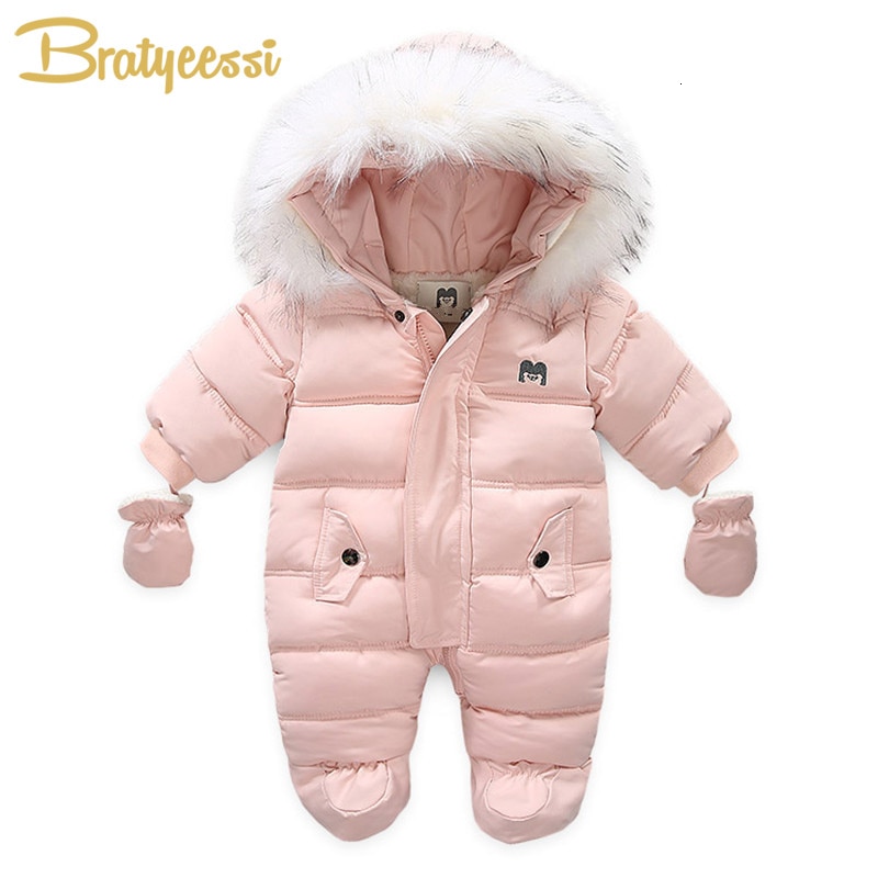 Baby Meisjes Kleding Pluche Voering Baby Romper Winter Dikke Peuter Overalls Baby Boy Jumpsuit Fur Hooded Onesie