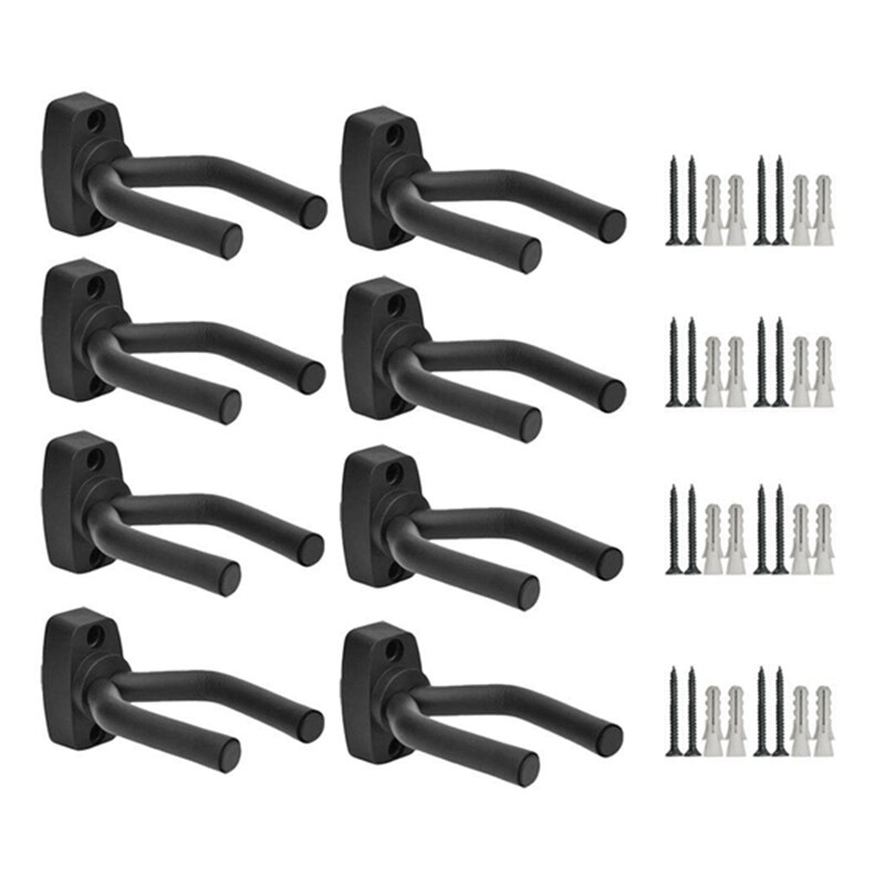 8 x Guitar Hanger Hook Holder Wall Mount Display Acoustic Guitar Stand Ukulele Bass Mandolin Banjo Wall Mounts Hangers Black: Default Title