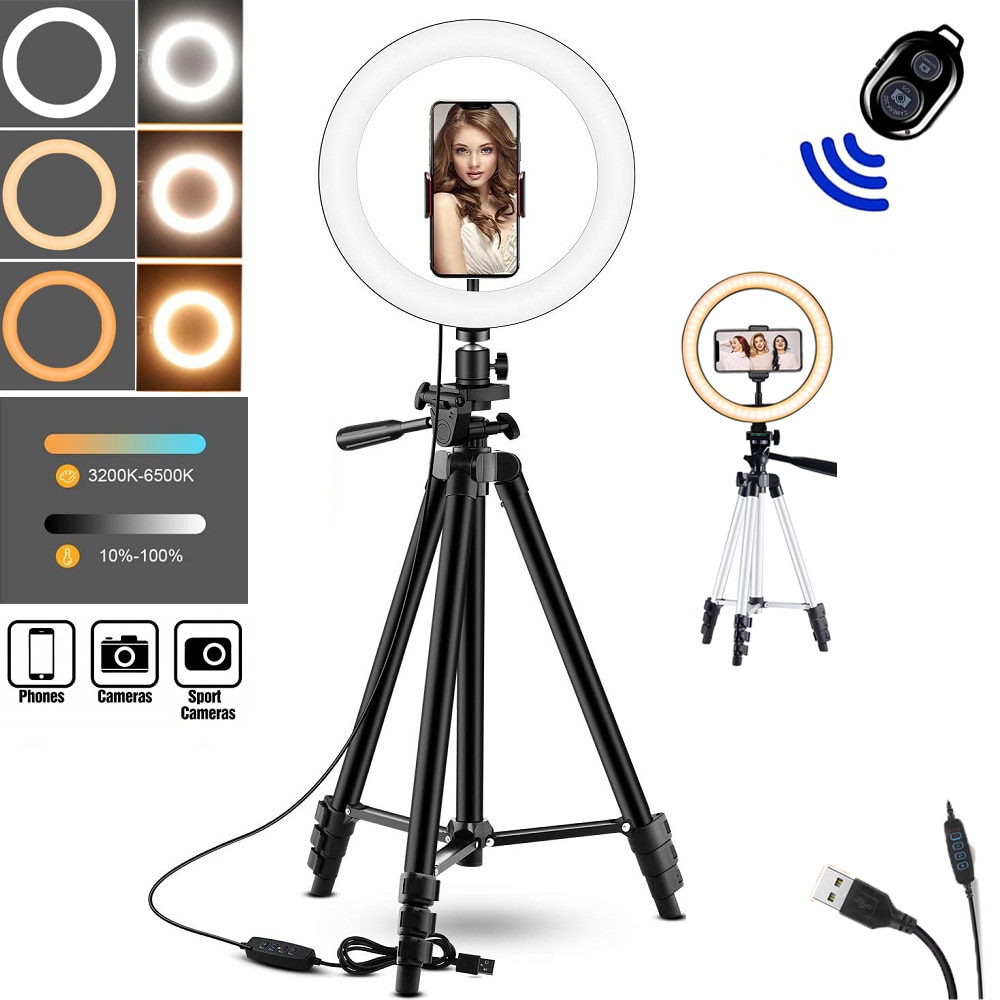 10in Led Selfie Ring Licht Met Statief Dimbare Led Ring Lamp Foto Video Camera Telefoon Licht Ringlicht Voor Foto Live video