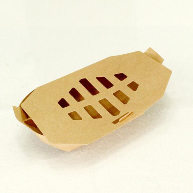 100pcs Boat Shaped Packing Box Disposable Kraft Paper Packing Case Useful Packing Tray for Snack Food Chips