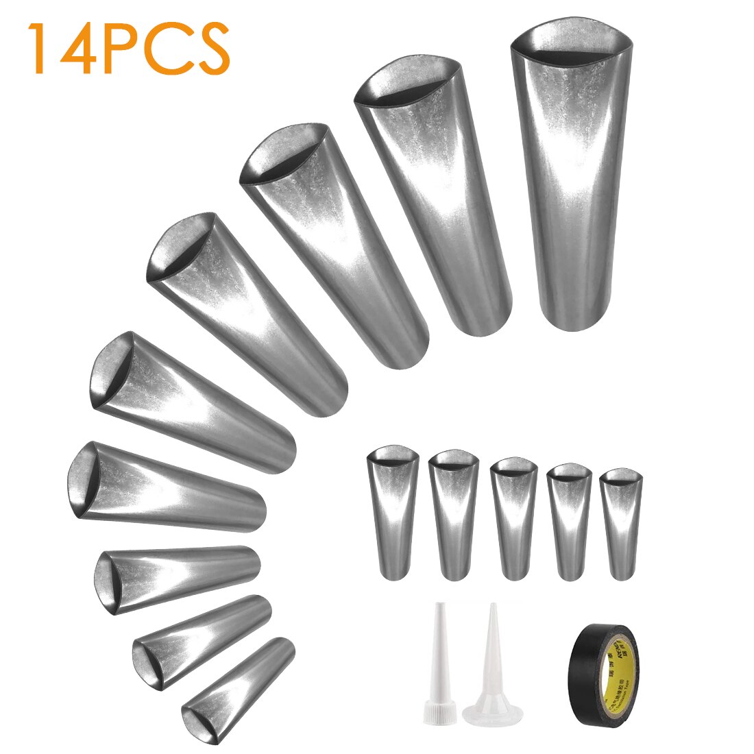 14Pcs Caulking Nozzle Applicator Finishing Tool Stainless Steel Glue Mouth Perfect Caulking Finisher Scraper Grout Tool Parts