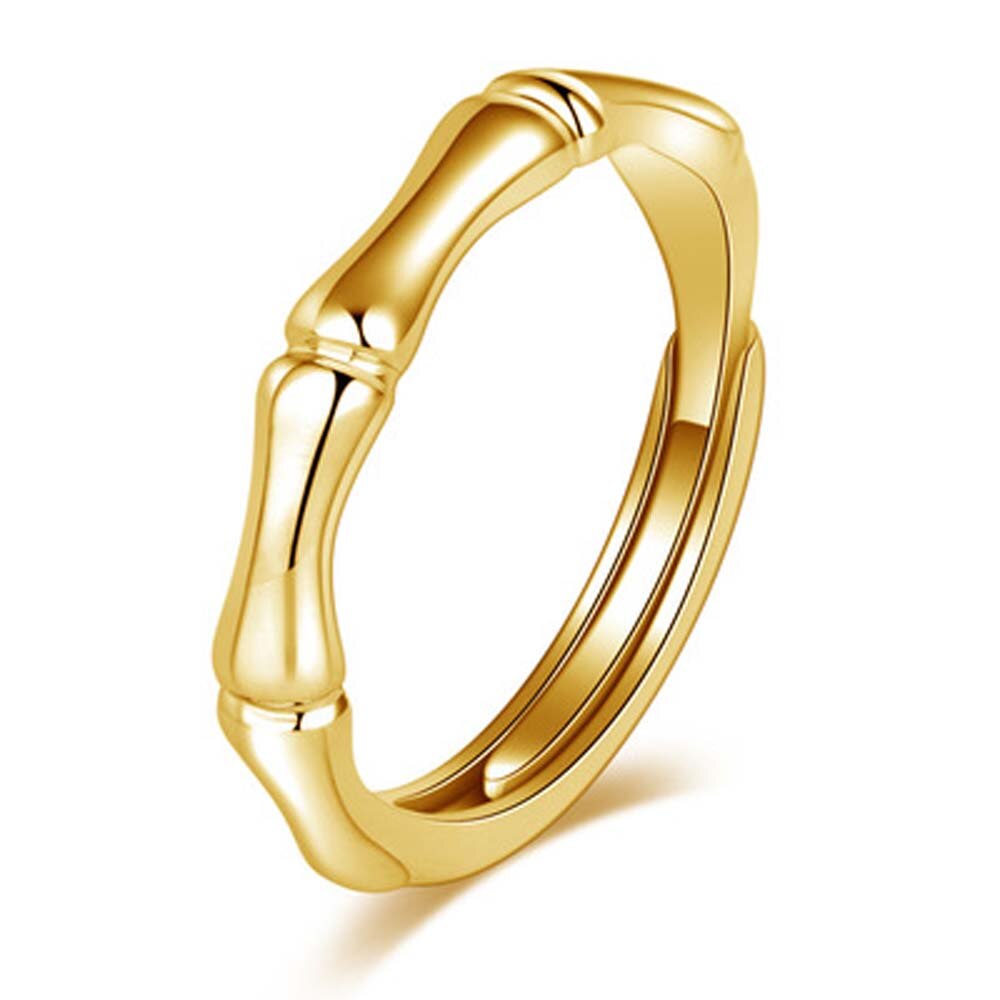 1 Stuk Bamboe Vorm Koper Goud Zilver Kleur Vinger Ring Voor Mannen Vrouwen Wedding Party Opening Minnaar Ring: Gold men