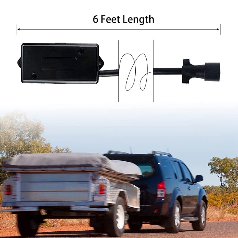 7 Way Plug Inline Trailer Cord &amp; 7 Gang Junction Box, 6 Feet Connector Cable Wiring Harness For RV Trailer Truck Camper
