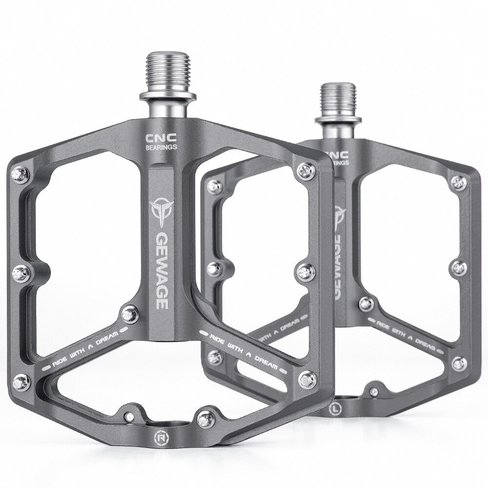 GEWAGE-pedales ultraligeros para bicicleta de montaña, aleación de aluminio CNC sellada, 3 rodamientos, planos y anchos, antideslizantes: Blanco