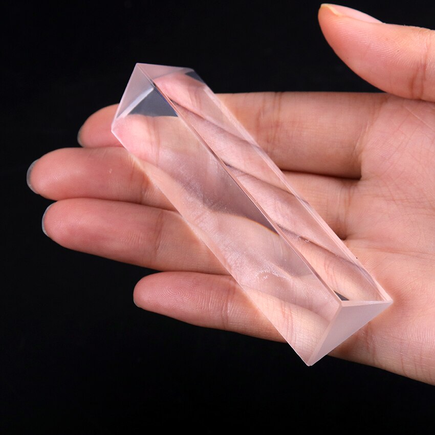 1PC Triangular Prism Optical Prisms Glass Physics Teaching Refracted Light Spectrum Rainbow Teaching Equipment 25x25x80mm