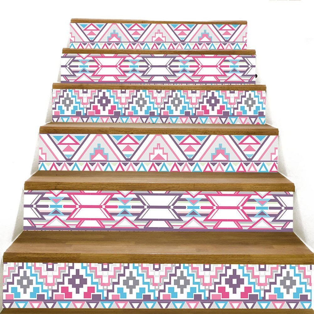 1 Set/6pcs DIY Stair Stickers Thickened Removable Waterproof Self Adhesive Staircase Decals Stair Riser Murals Stickers )