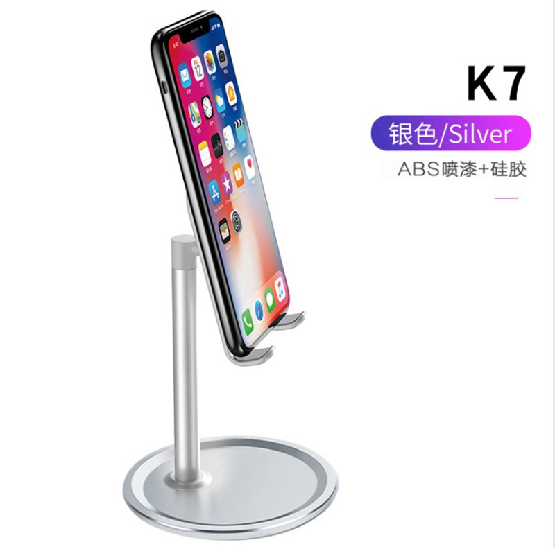 Tablet Stand For iPad Pro 11 10.5 10.2 9.7 mini Desktop Holder For iphone Samsung Xiaomi Huawei Tablet Stand Network Teaching: ABS Silicon Silver