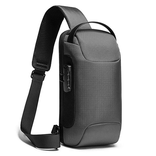 Upgrade Carbon Fiber Streamline Anti-Theft Sling Bag Multifunction Men Chest Bag Male Waterproof Messenger USB Crossbody Bag: Type A Gray