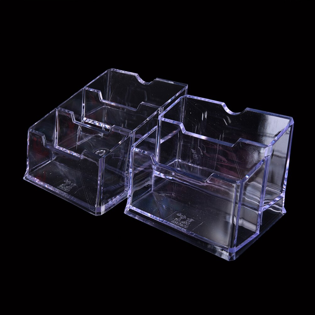 2/3Tier Plastic Desktop Desk Shelf Box Storage Acrylic Business ID Card Desk Stand Holder Display Office School Stationery