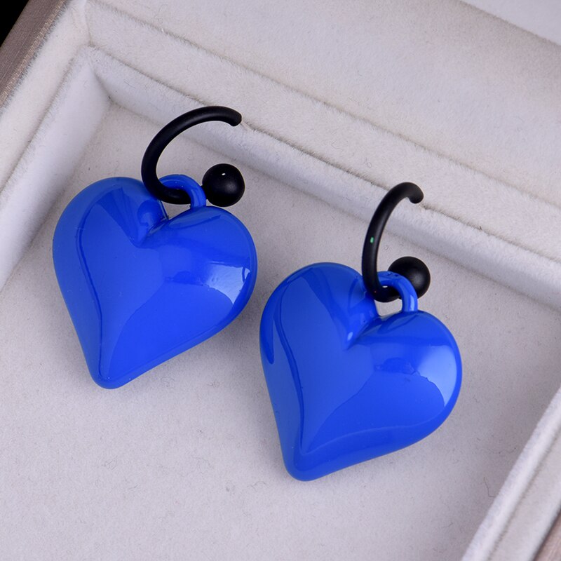 Klein Blauw Mode 925 Zilveren Naald Retro Eenvoud Licht Luxe Charm Hart Oorbel Sfeer Voor Vrouwen Sieraden