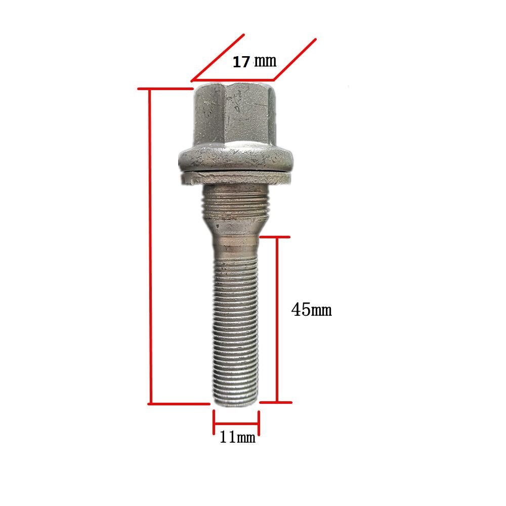 M12 X 1.25 Legering Bout Wiel Extra Lange Draad Bouten Platte Seat Washer Voor Peugeot Citroen C4 C5: 1 PCS Dacromet 45MM