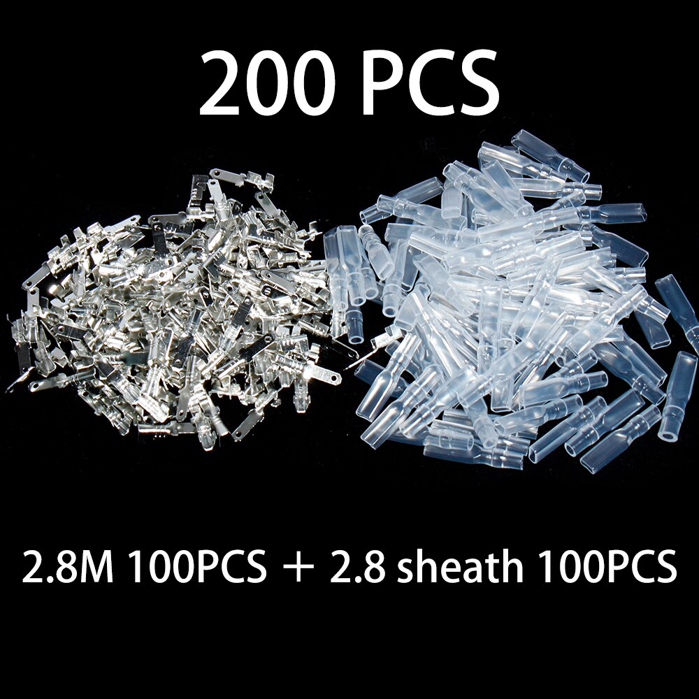 2.8/4.8/6.3 Insulated wire crimp terminal Universal wound connector plug spring insert fast simple terminal sheath: 2.8M 200pcs 100Pairs