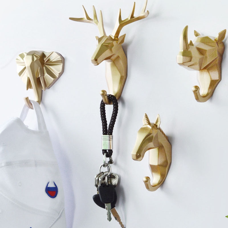 Dier Haak Sleutels Houder Muur Home Jas Hoed Rack Opknoping Herten Hoofd Jas Haak Nordic Creatieve Decoratieve Haak