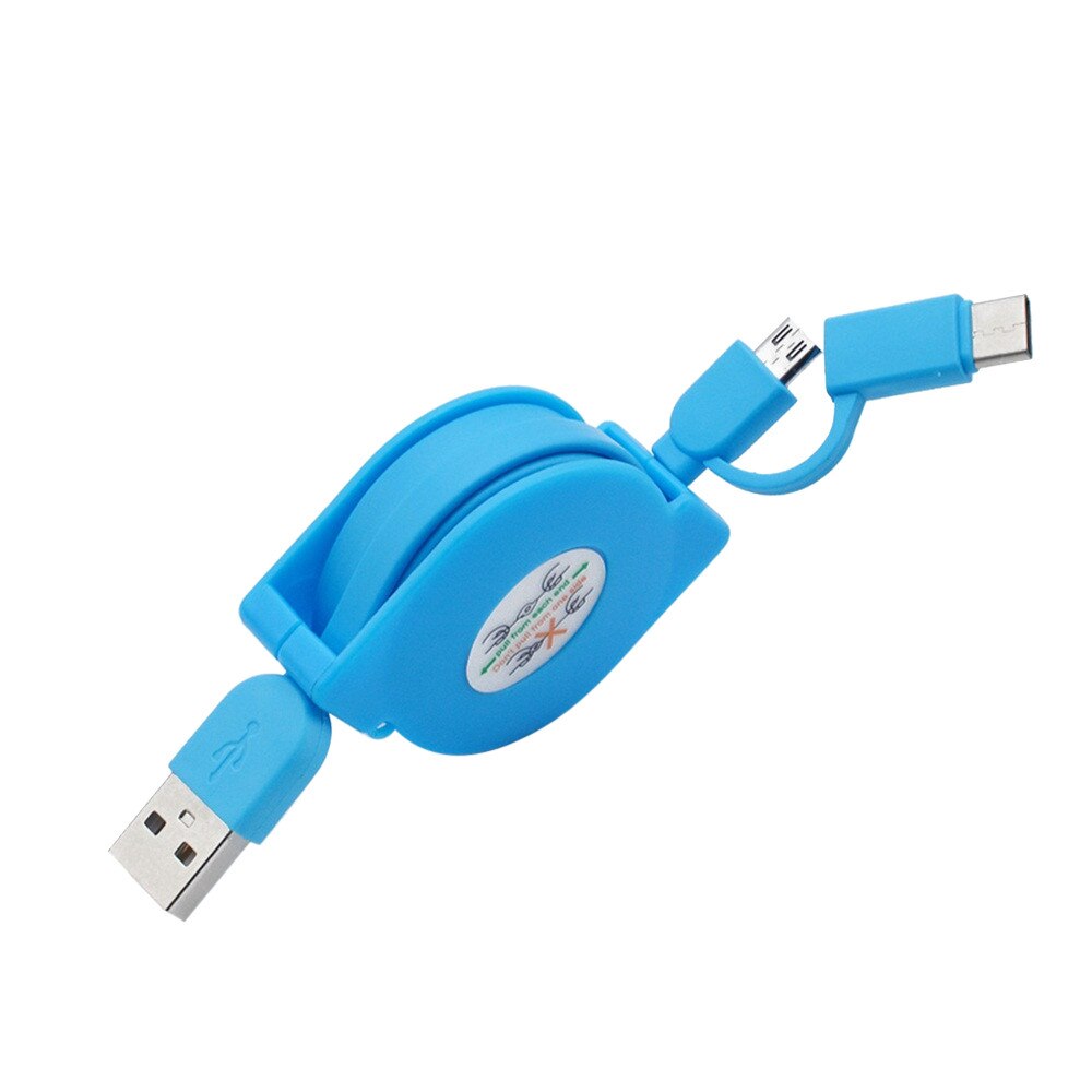 1m 2 in 1 usb-oplaadkabel voor iphone & micro usb & usb c-kabel intrekbare draagbare oplaadkabel voor iphone  x 8 samsung: Maar