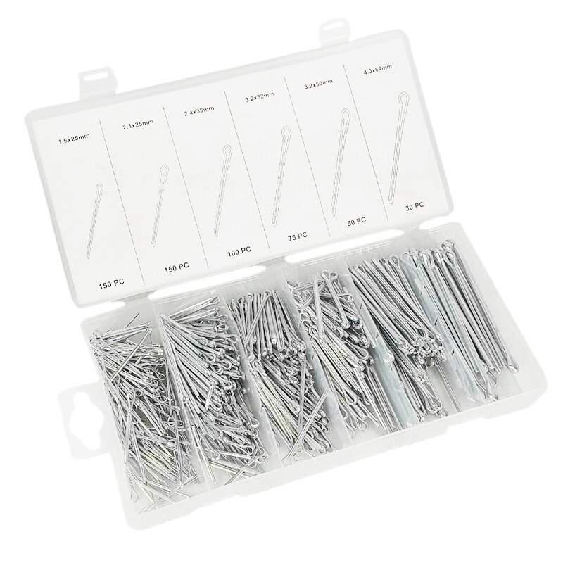 555Pcs Cotter Pin Clip Key Fastner Fitting Assortment Kit Heavy Duty Zinc Plated Cotter Pin Assortment Kit