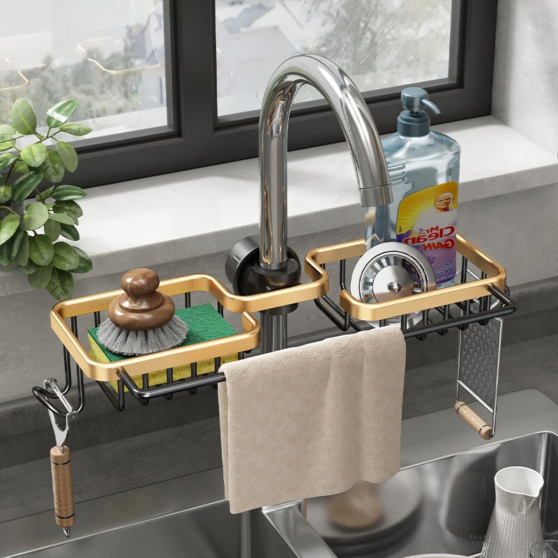 Kitchen Accessory Aluminu Dish Drainer For Sink Rack Storage Holder Soap Dish Drain Shelf Kitchen Organizer Bathroom Accessories