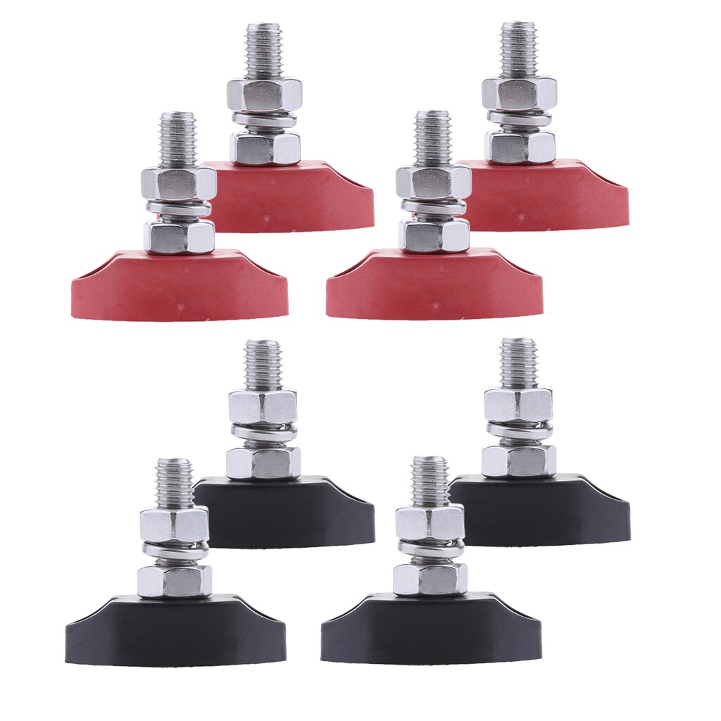 8Pieces Red &amp; Black Junction Block Power Post Insulated Terminal Stud 6mm
