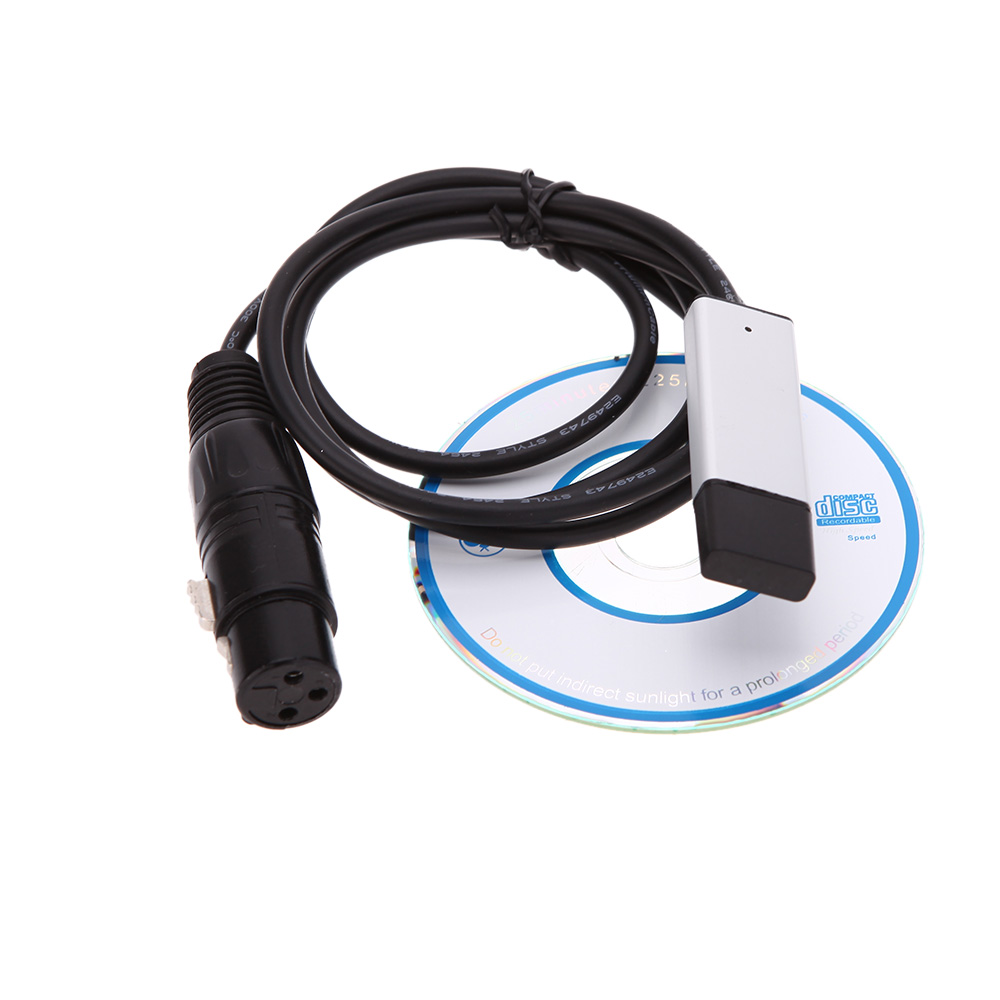 Lixada Adaptador de interfaz USB a DMX LED DMX512 Computadora PC Controlador de iluminación de escenario Atenuador
