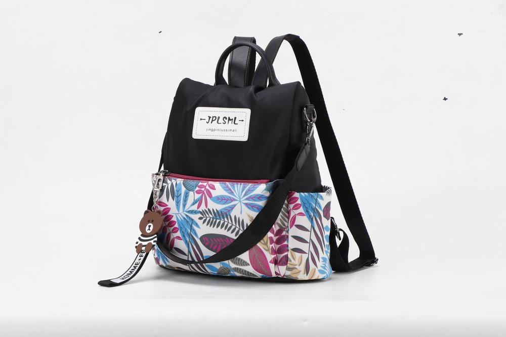 Multifunctionele Rugzak Vrouwen Waterdichte Oxford Tassen Vrouwelijke Anti Diefstal Rugzak Schooltas Voor Meisjes Bloemen Gedrukt Reizen Backbag: White print