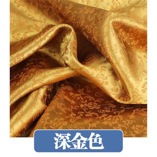 100x120 cm Satijn Brokaat Stof Jacquard Traditionele Draak Bloem DIY Stof 916-2: gold