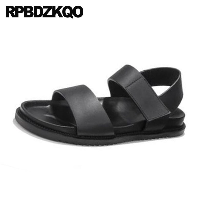 Men Gladiator Sandals Summer Water Native Roman Outdoor Flat Leather Strap White Black Casual Soft Shoes