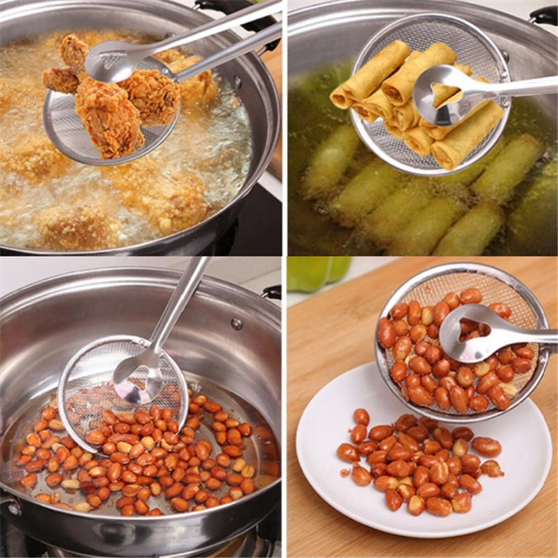 Buffet mad servering tang køkken rustfrit stål mesh stegning mad tang klip olie dørslag køkken gadgets snack friture si
