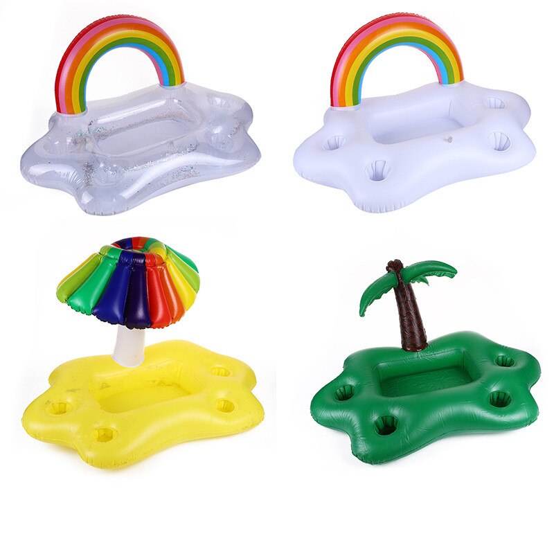 4 stile Sommer Schwimmbad Party Eimer Regenbogen Wolke Tasse Halfter Aufblasbare Schwimmbad schweben Bahre Trinken Kühler Tabelle Bar Schwimmen Ringe