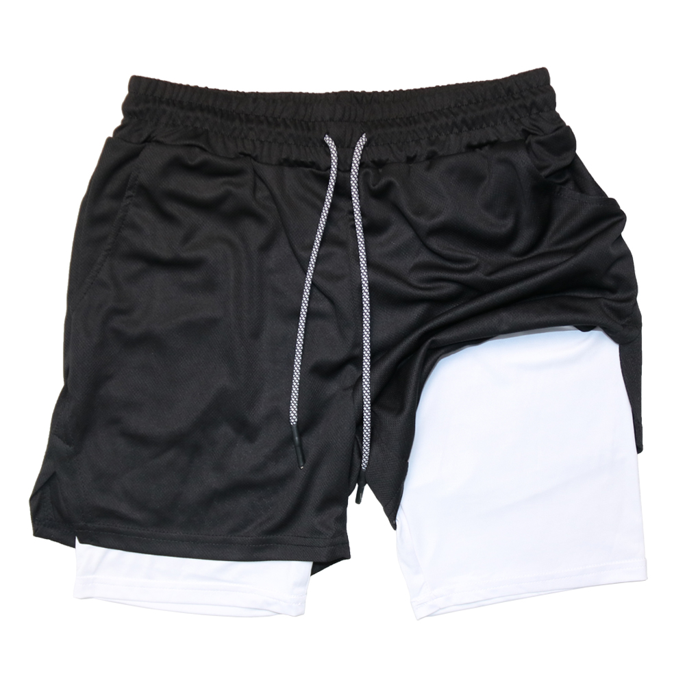 Short de Fitness Double couche pour hommes, short de sport 2 en 1, séchage rapide, entraînement, Jogging, Double pont, été: XXL / GRIS